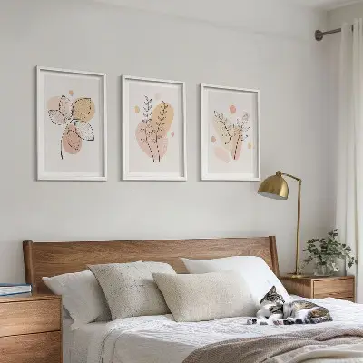 Set de tablouri pentru dormitor cu desene pastelate cu plante