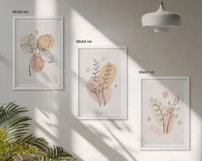 Set de tablouri pentru dormitor cu desene pastelate cu plante