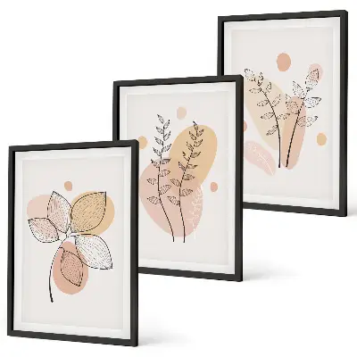 Set de tablouri pentru dormitor cu desene pastelate cu plante