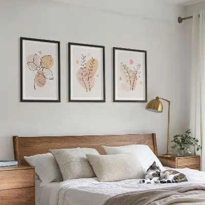 Set de tablouri pentru dormitor cu desene pastelate cu plante