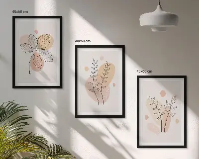 Set de tablouri pentru dormitor cu desene pastelate cu plante
