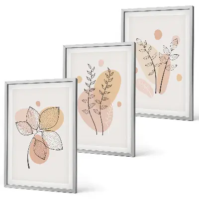 Set de tablouri pentru dormitor cu desene pastelate cu plante