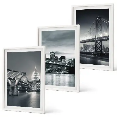 Set de tablouri decorative cu poduri și arhitectură urbană în nuanțe de gri
