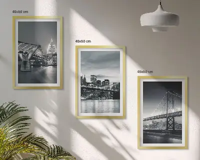Set de tablouri decorative cu poduri și arhitectură urbană în nuanțe de gri