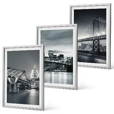 Set de tablouri decorative cu poduri și arhitectură urbană în nuanțe de gri