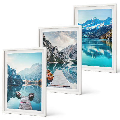 Set tablouri pentru dormitor Reflecție lacurilor de munte cu bărci