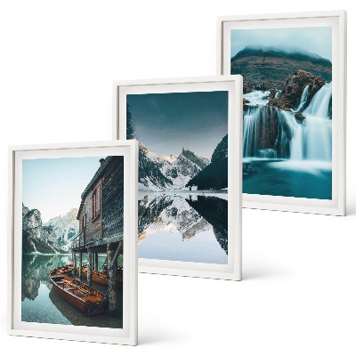 Set tablouri decorative Peisaje montane cascadă lac