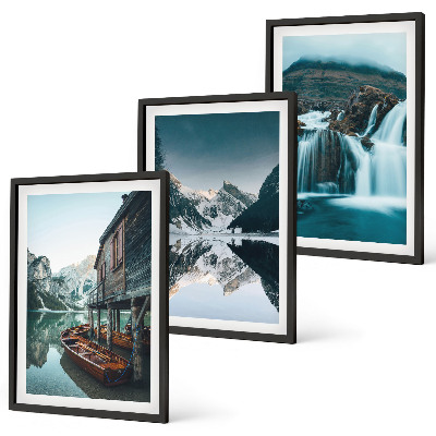 Set tablouri decorative Peisaje montane cascadă lac