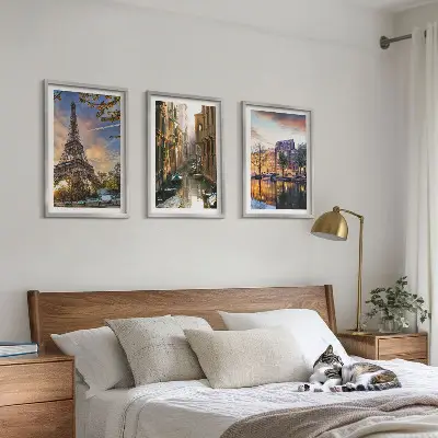 Set tablouri decorative cu Turnul Eiffel, Veneția și canale din Amsterdam