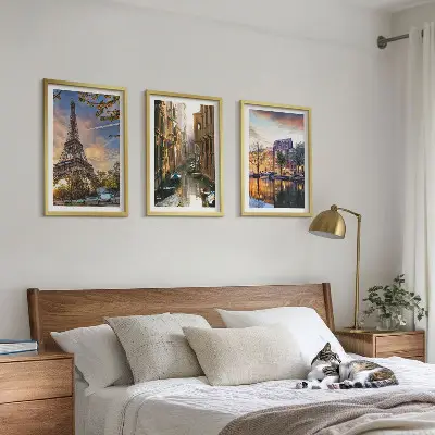 Set tablouri decorative cu Turnul Eiffel, Veneția și canale din Amsterdam