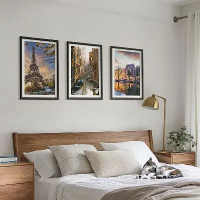 Set tablouri decorative cu Turnul Eiffel, Veneția și canale din Amsterdam