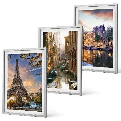 Set tablouri decorative cu Turnul Eiffel, Veneția și canale din Amsterdam