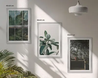 Set tablouri pentru dormitor cu model de frunze verzi pe fereastră