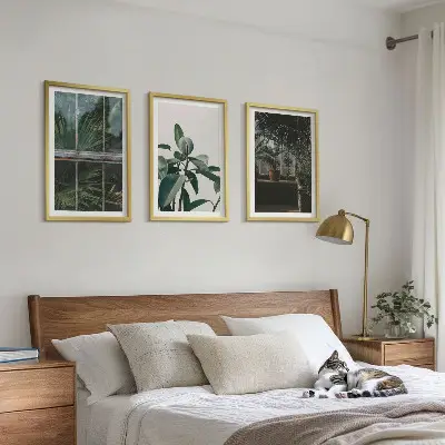 Set tablouri pentru dormitor cu model de frunze verzi pe fereastră