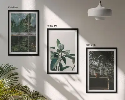 Set tablouri pentru dormitor cu model de frunze verzi pe fereastră
