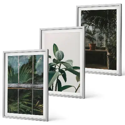 Set tablouri pentru dormitor cu model de frunze verzi pe fereastră