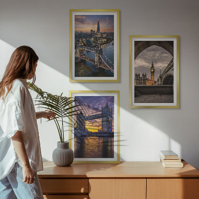 Set tablouri decorative Turnuri cu ceas de poduri și orașe