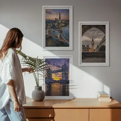 Set tablouri decorative cu poduri și turnuri cu ceas