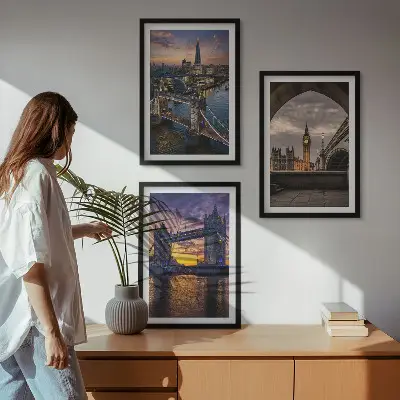 Set tablouri decorative cu poduri și turnuri cu ceas