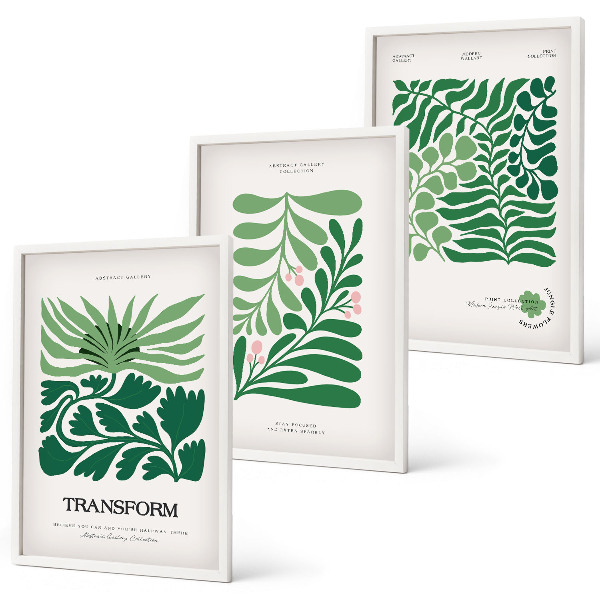 Set tablouri pentru dormitor Forme de plante cu frunze verzi