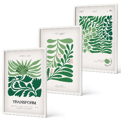 Set tablouri pentru dormitor Forme de plante cu frunze verzi