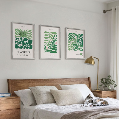 Set tablouri pentru dormitor Forme de plante cu frunze verzi