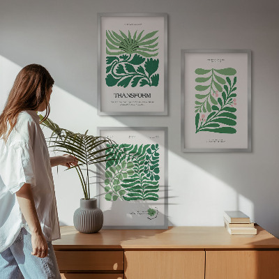 Set tablouri pentru dormitor Forme de plante cu frunze verzi