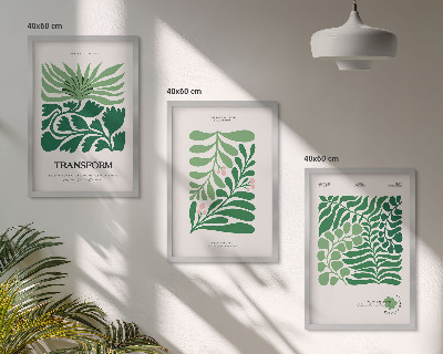 Set tablouri pentru dormitor Forme de plante cu frunze verzi