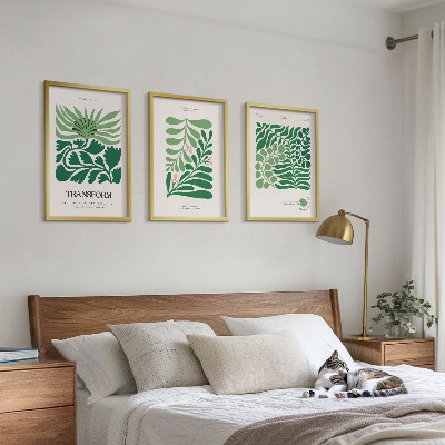 Set tablouri pentru dormitor Forme de plante cu frunze verzi