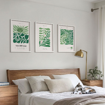Set tablouri pentru dormitor Forme de plante cu frunze verzi