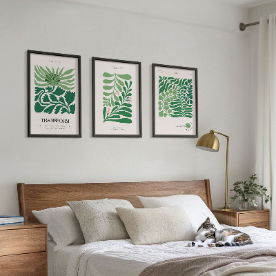 Set tablouri pentru dormitor Forme de plante cu frunze verzi