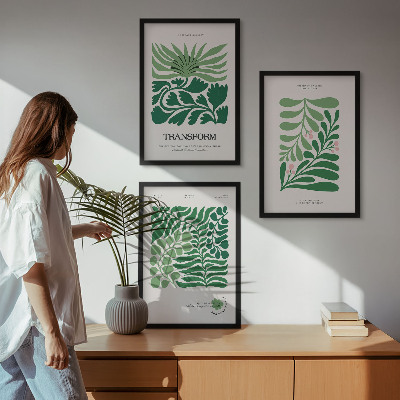 Set tablouri pentru dormitor Forme de plante cu frunze verzi