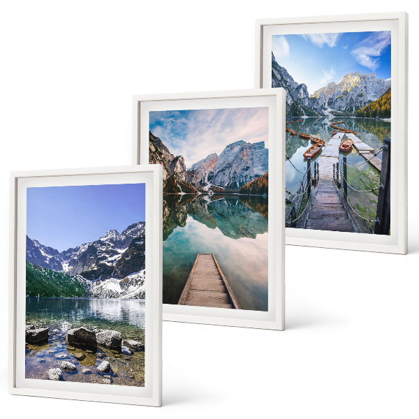 Set tablouri pentru dormitor Munți, lacuri, diguri de lemn