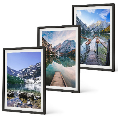 Set tablouri pentru dormitor Munți, lacuri, diguri de lemn