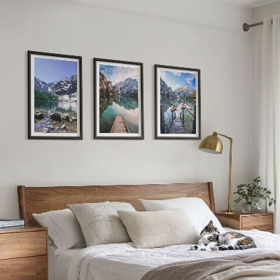 Set tablouri pentru dormitor Munți, lacuri, diguri de lemn