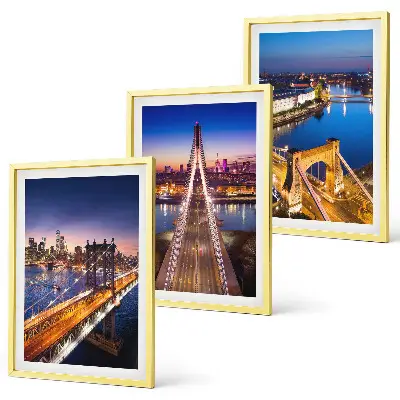 Set tablouri decorative orașe noaptea cu punți peste râuri