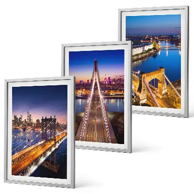 Set tablouri decorative orașe noaptea cu punți peste râuri