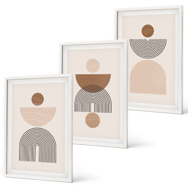 Set tablouri pentru dormitor Forme abstracte maro