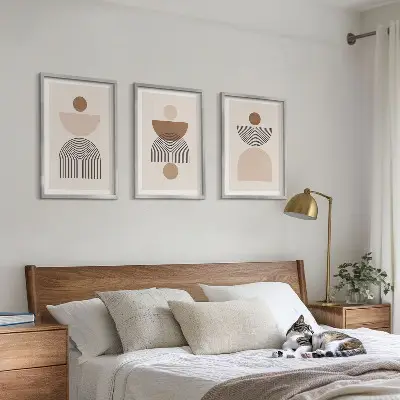 Set de tablouri pentru dormitor cu forme abstracte maro