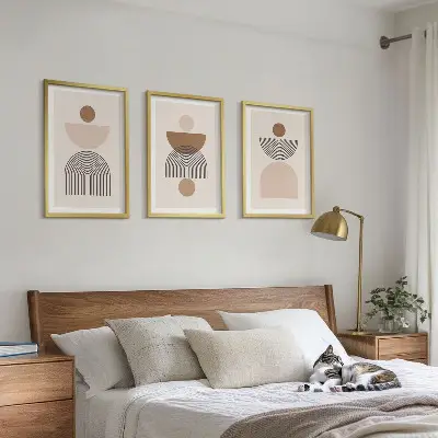 Set de tablouri pentru dormitor cu forme abstracte maro