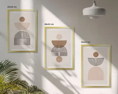 Set de tablouri pentru dormitor cu forme abstracte maro