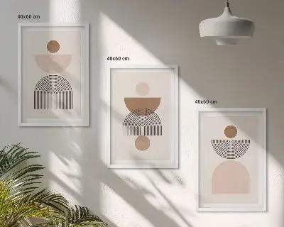 Set de tablouri pentru dormitor cu forme abstracte maro