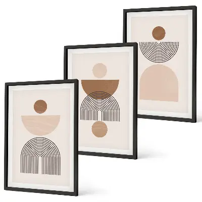 Set de tablouri pentru dormitor cu forme abstracte maro