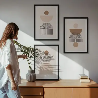 Set de tablouri pentru dormitor cu forme abstracte maro