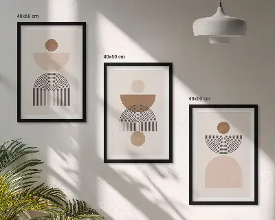 Set de tablouri pentru dormitor cu forme abstracte maro