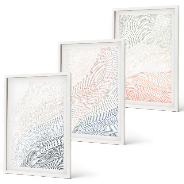 Set tablouri pentru dormitor Pastel de carton cu valuri abstracte
