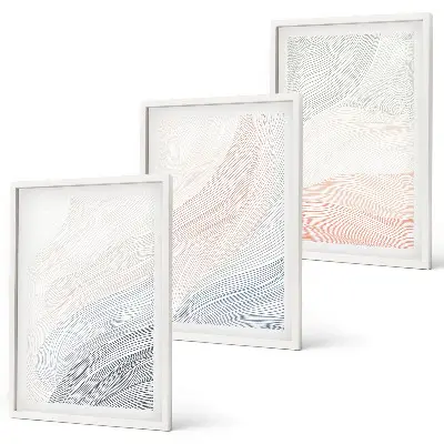 Set tablouri pentru dormitor cu valuri abstracte imprimate pe carton