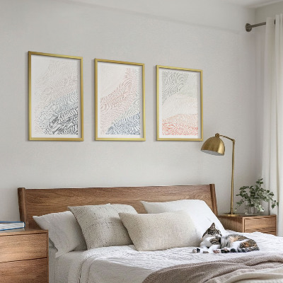 Set tablouri pentru dormitor Pastel de carton cu valuri abstracte