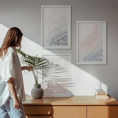 Set tablouri pentru dormitor cu valuri abstracte imprimate pe carton