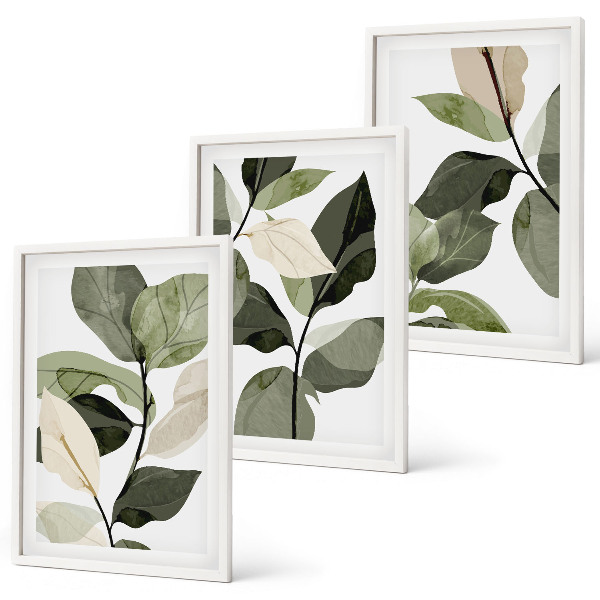 Set tablouri pentru dormitor Frunze de plantă boho pictate